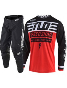 CONJUNTO TROY LEE DESIGNS MIX GP AIR BOLT - PRETO / VERMELHO